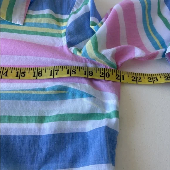 Talbots Cotton Beach Stripe Popover Size L Petite Vacation Coastal Grandmother‎ - Picture 12 of 13